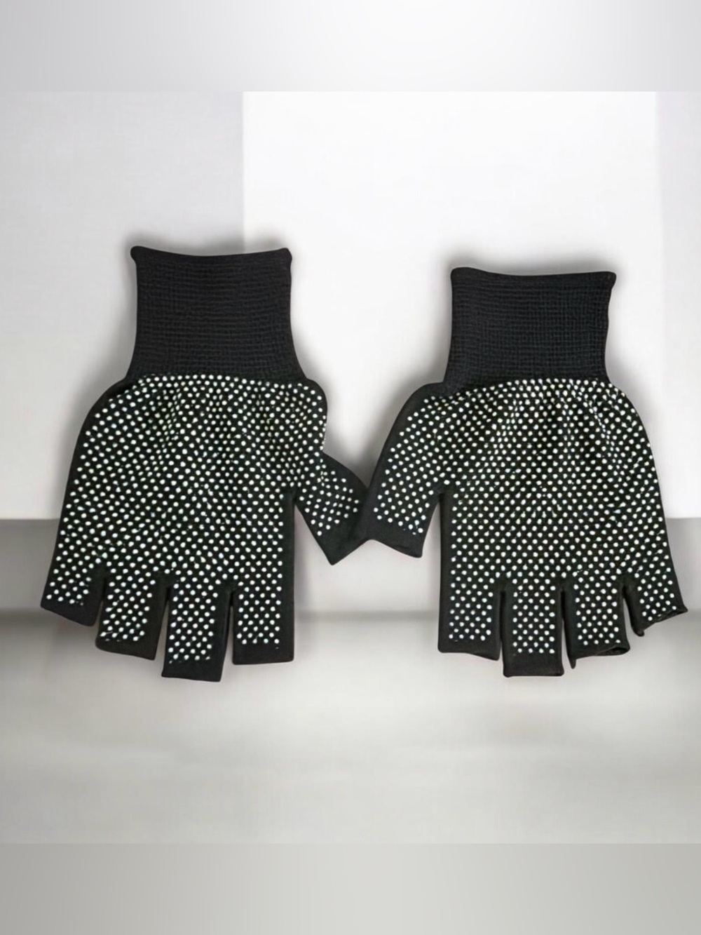 8 Pair Black Non-Slip Half-Finger Gloves Unisex